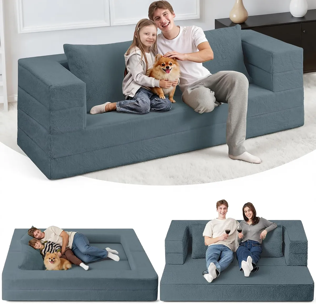 Futon Sofa Bed with Pillow